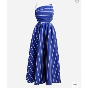 J. Crew Blue and White Striped Midi Dress